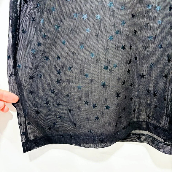 DIVIDED Black Sheer Mesh Star Top | Transparent Party Tee * - Picture 5 of 7